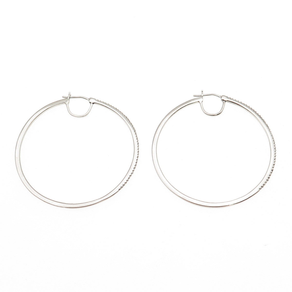 Sun 925 Sterling Silver Real Round-Cut Diamond Large Hoop Earrings
