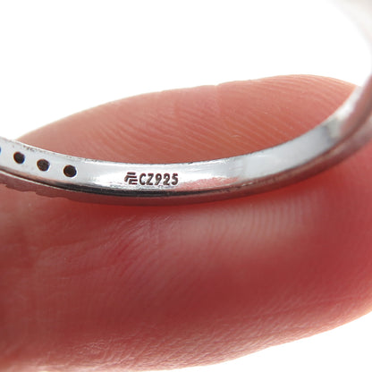 925 Sterling Silver Round-Cut Blue & White C Z Ring Size 10.25