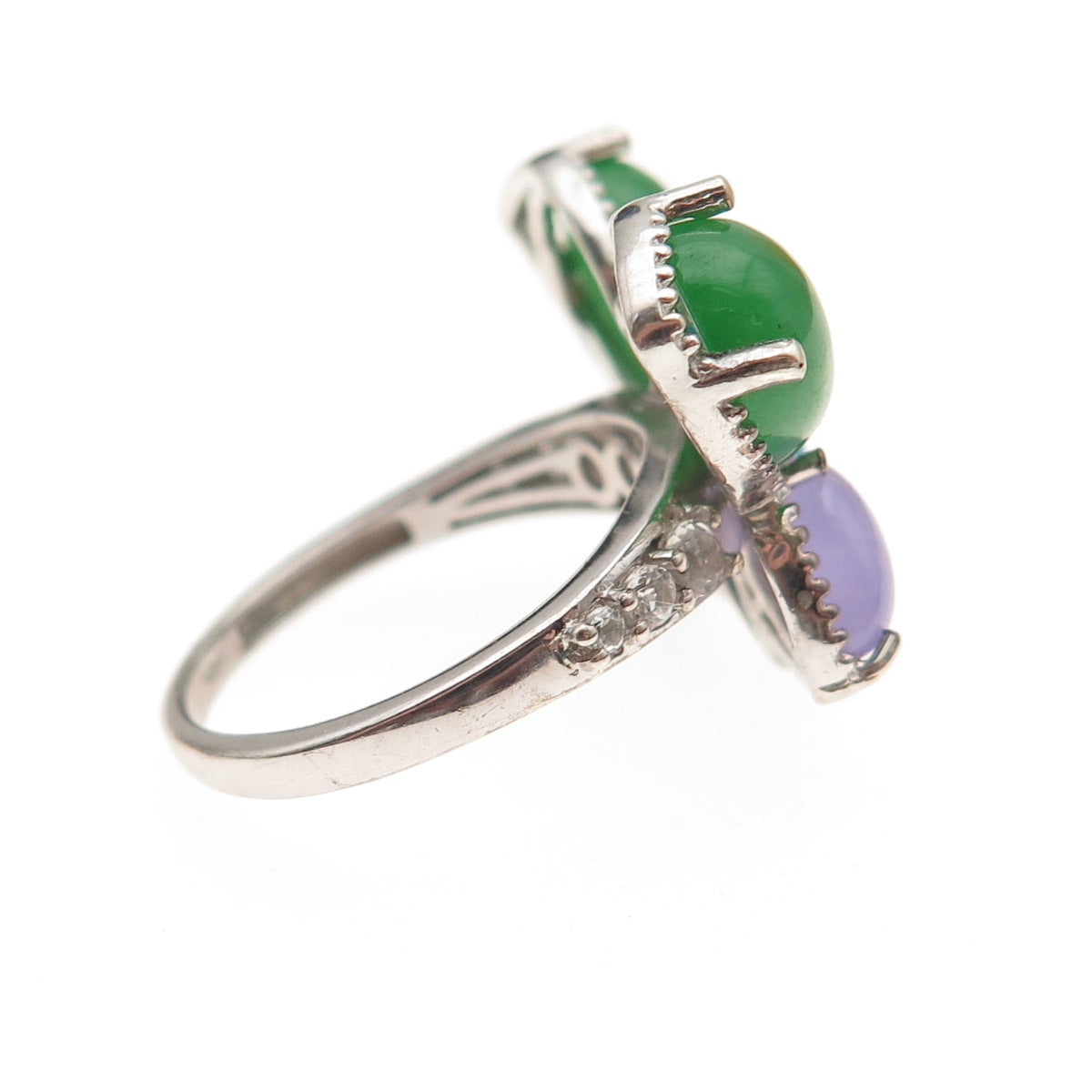 Chuck Clemency 925 Sterling Silver Real Multi-Color Gem Butterfly Ring Size 8.25
