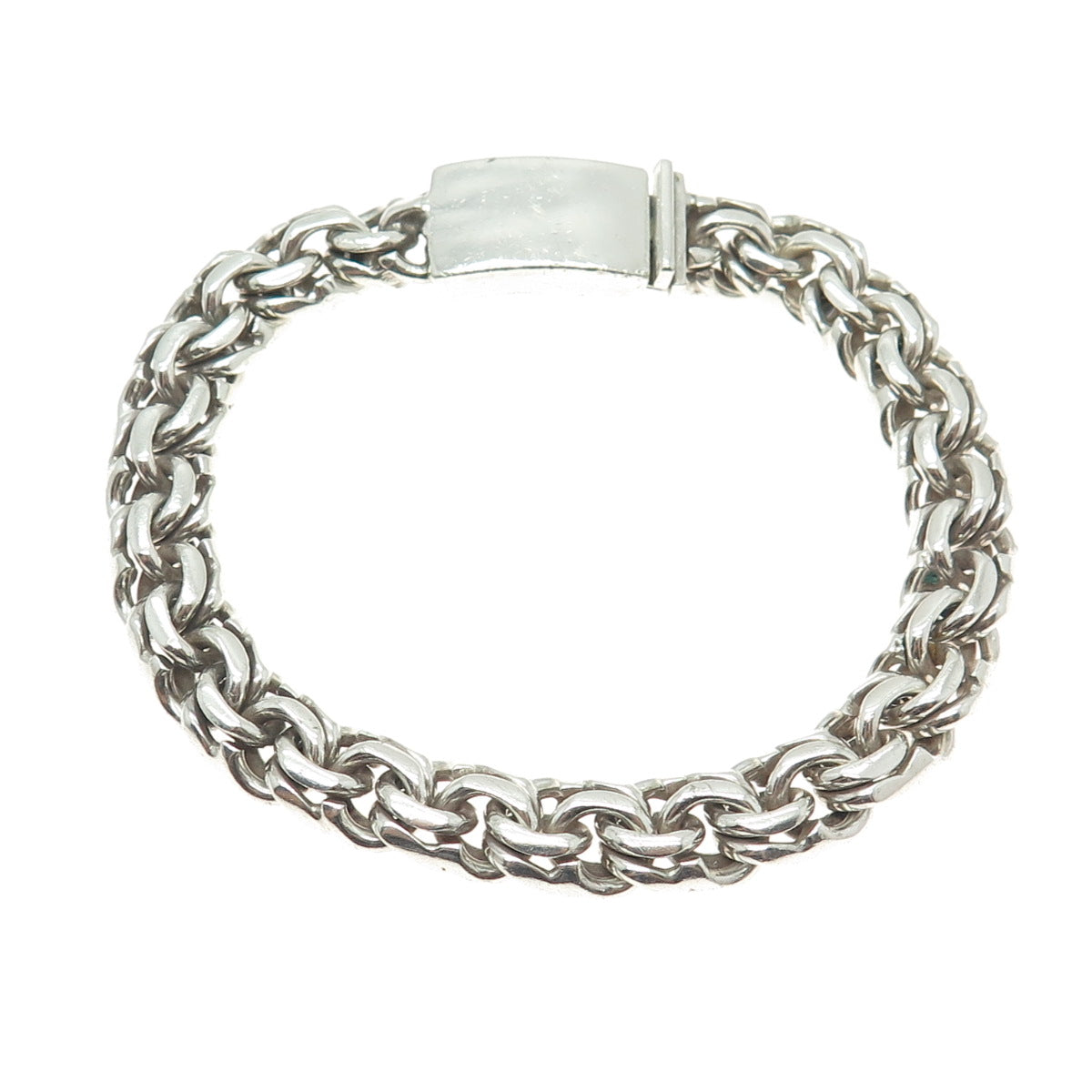 925 Sterling Silver Vintage Mexico Bismark Link Oxidized Bracelet 8"