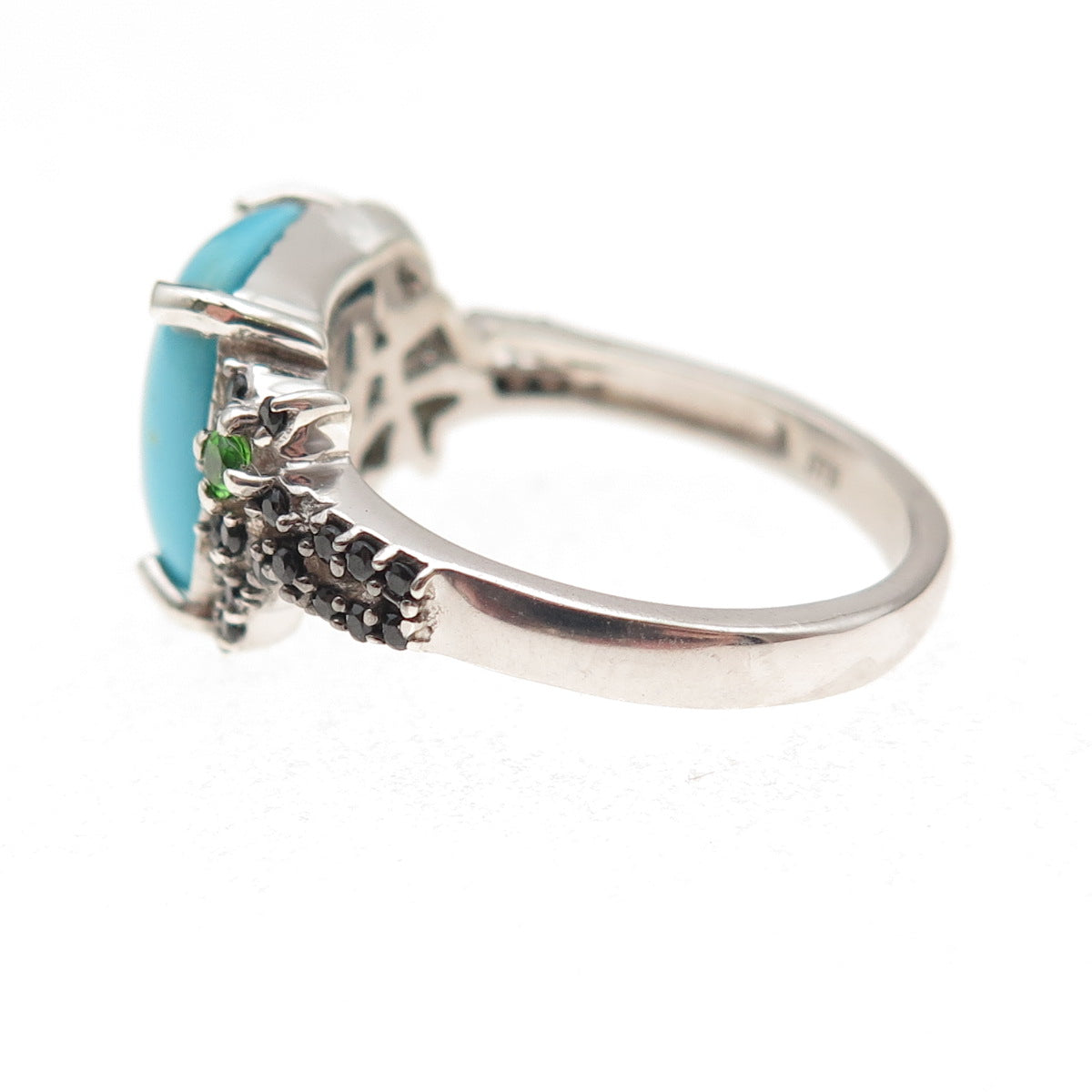 Chuck Clemency 925 Sterling Silver Real Turquoise Spinel & Peridot Ring Size 8