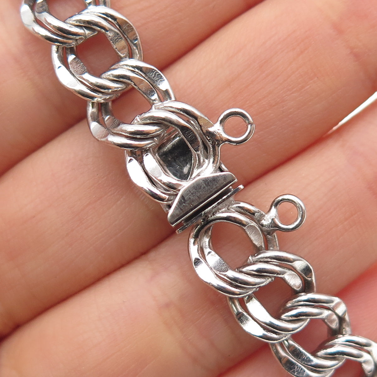 JACOBY BENDER 925 Sterling Silver Vintage Double Curb Link Bracelet 6.75"