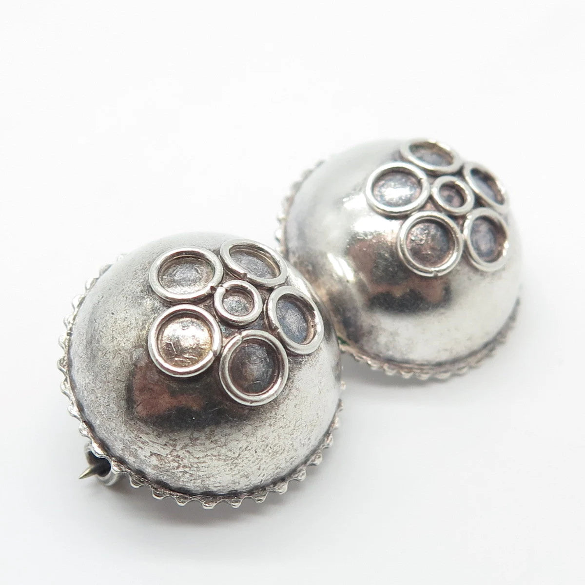 925 Sterling Silver Vintage Multi-Circle Button Pin Brooch