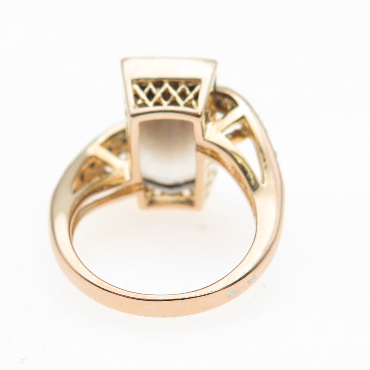 925 Sterling Silver Gold Plated Real Smoky Quartz Bypass Ring Size 6.25