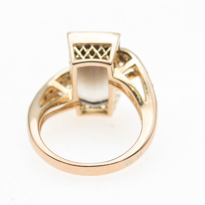 925 Sterling Silver Gold Plated Real Smoky Quartz Bypass Ring Size 6.25