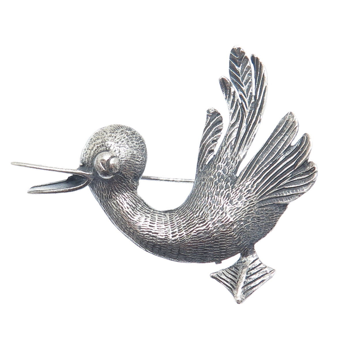 BROOKRAFT 925 Sterling Silver Vintage Duck Oxidized Pin Brooch