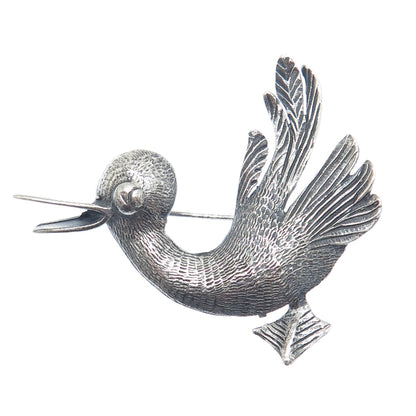 BROOKRAFT 925 Sterling Silver Vintage Duck Oxidized Pin Brooch