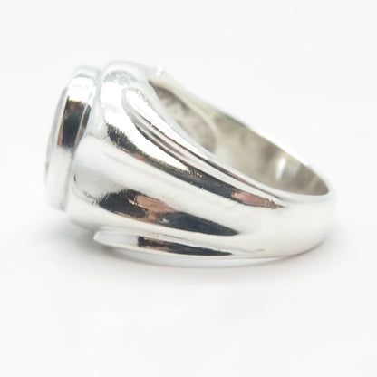 925 Sterling Silver Vintage C Z Ribbed Oval Ring Size 8
