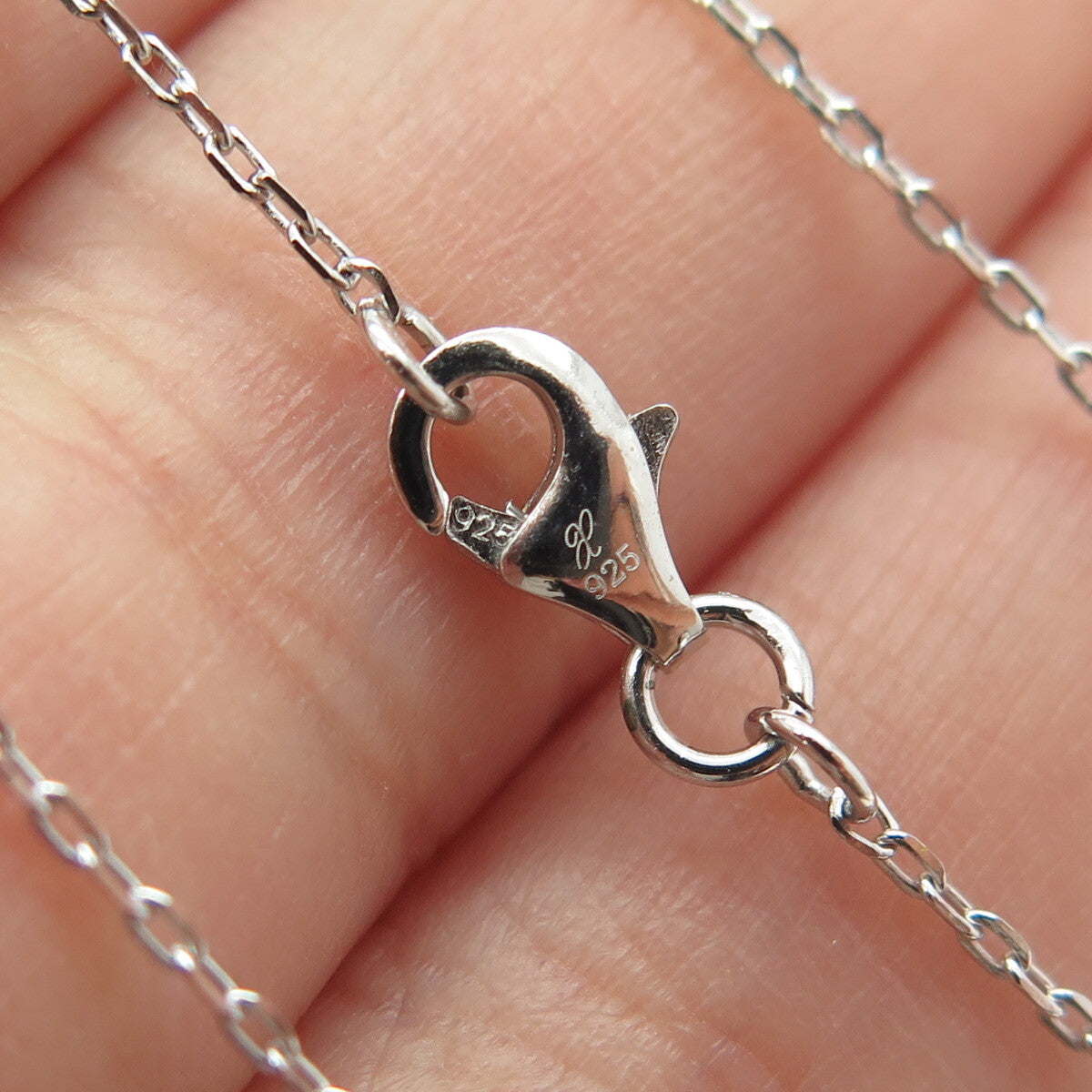 925 Sterling Silver Round-Cut C Z Letter "B" Ornate Cable Chain Necklace 16-18"