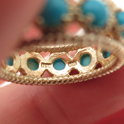 Chuck Clemency 925 Sterling Silver Gold Plated Real Turquoise Ring Size 8.25