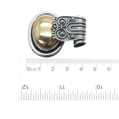 DOUG PAULUS 925 Sterling Silver & Brass Vintage Modernist Oxidized Slide Pendant
