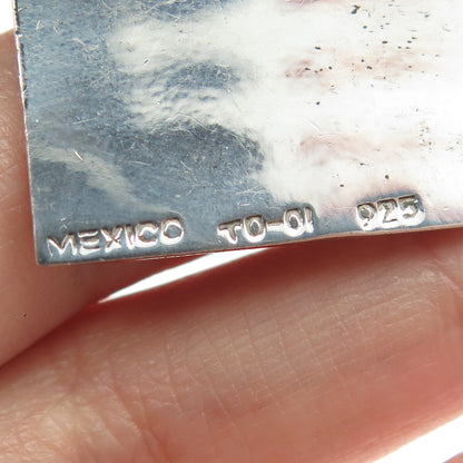 925 Sterling Silver Vintage Mexico Real Turquoise Gem Inlay Pin Brooch