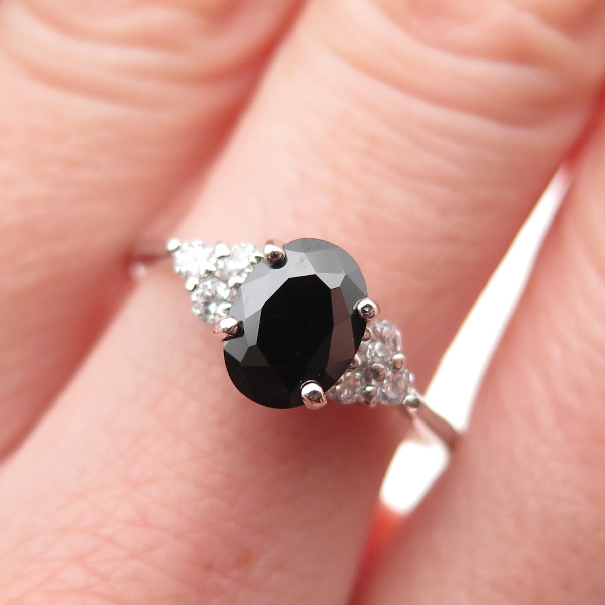 Chapal Zenray 925 Sterling Silver Real Hematite & C Z Ring Size 9