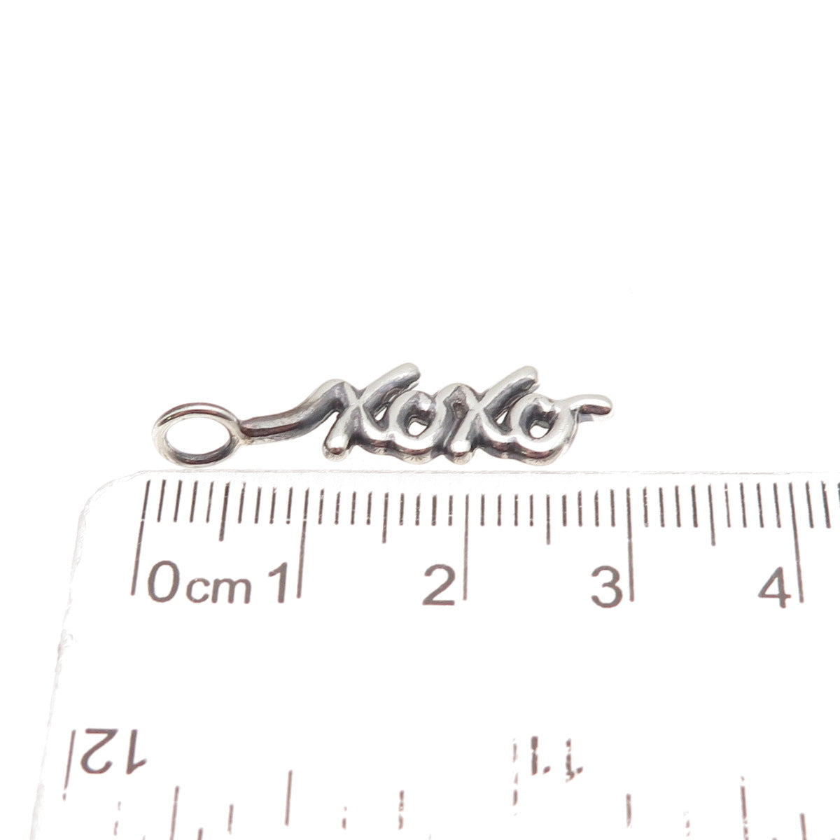 925 Sterling Silver Vintage XOXO Hugs & Kisses Oxidized Charm Pendant