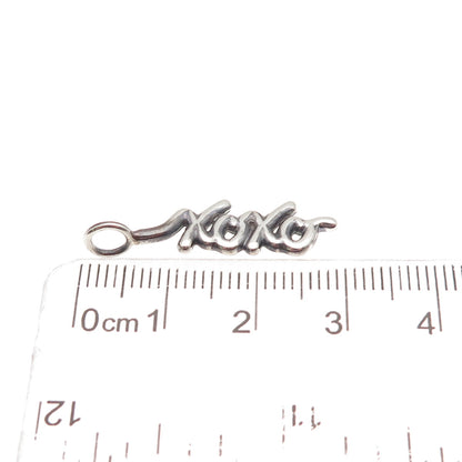 925 Sterling Silver Vintage XOXO Hugs & Kisses Oxidized Charm Pendant