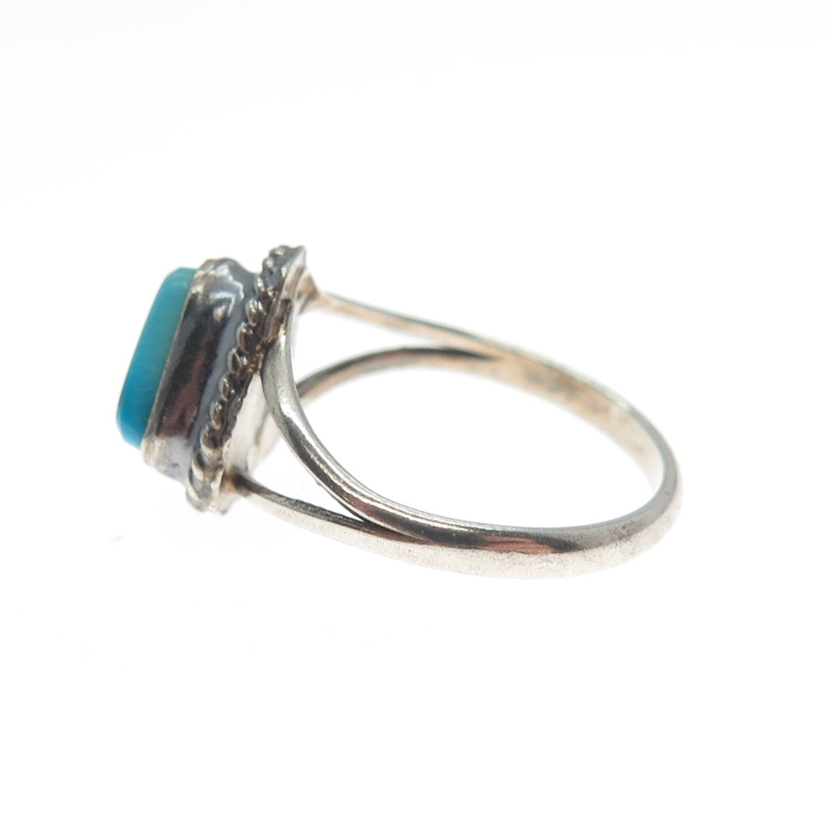 Old Pawn Sterling Silver Vintage Southwestern Bisbee Turquoise Ring Size 5.25