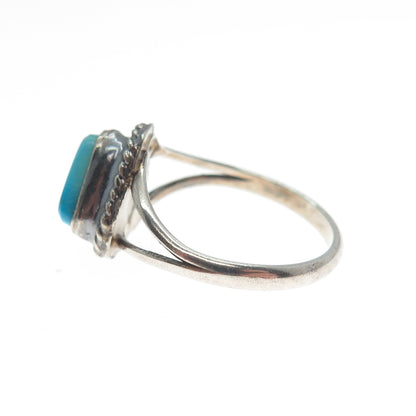 Old Pawn Sterling Silver Vintage Southwestern Bisbee Turquoise Ring Size 5.25
