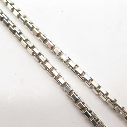 925 Sterling Silver Italy Box Chain Necklace 16"