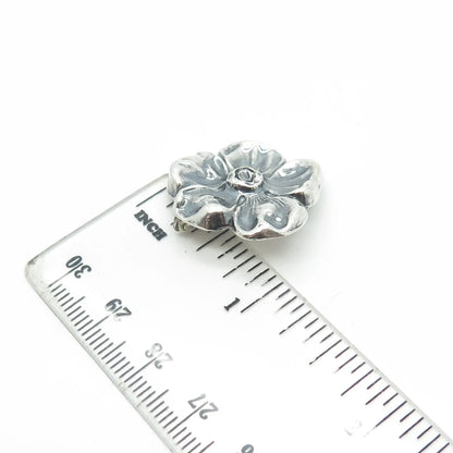 925 Sterling Silver Antique Art Deco Tropical Floral Hollow Pin Brooch