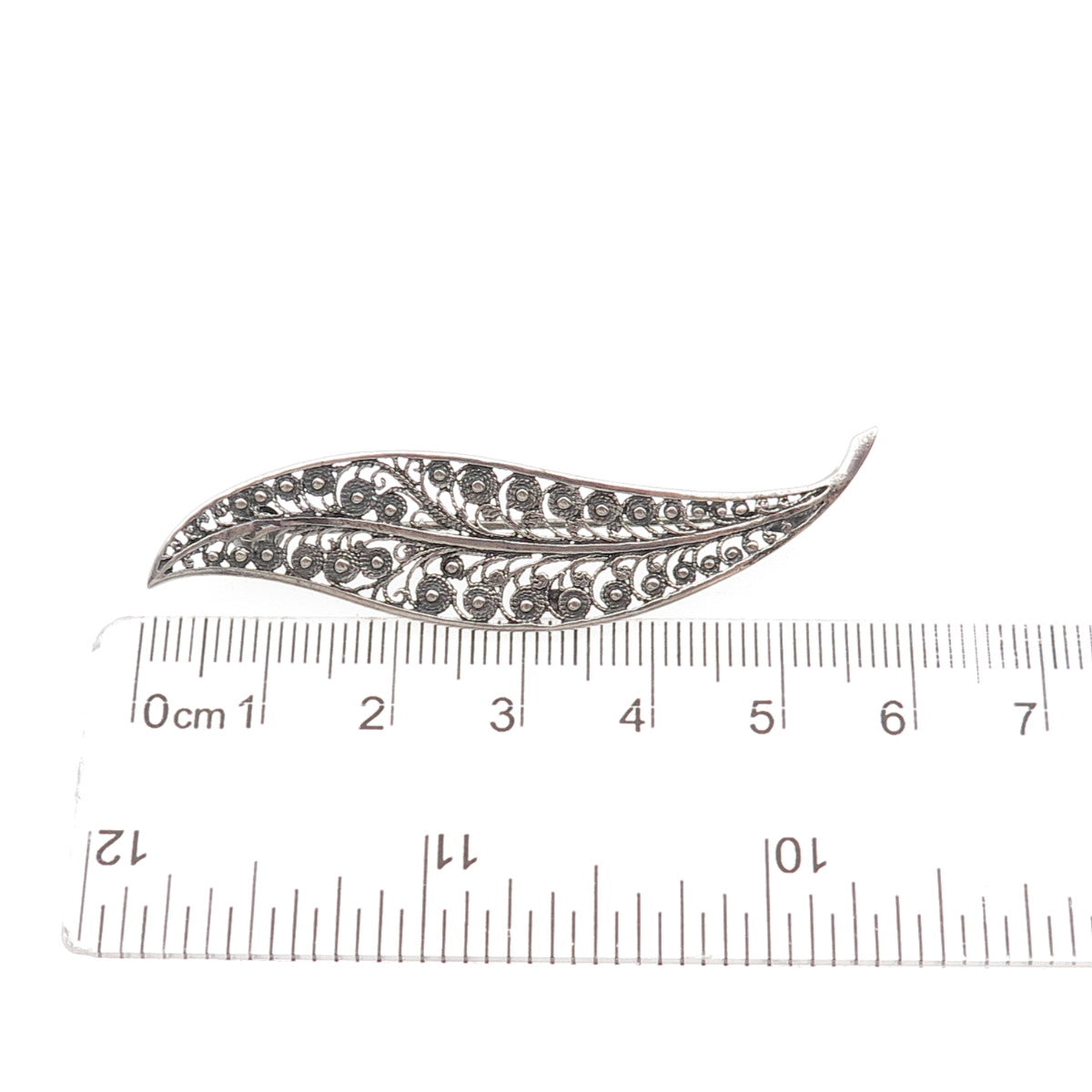 Hans Rudi Hofer 800 Silver Vintage Germany Floral Filigree Oxidized Pin Brooch