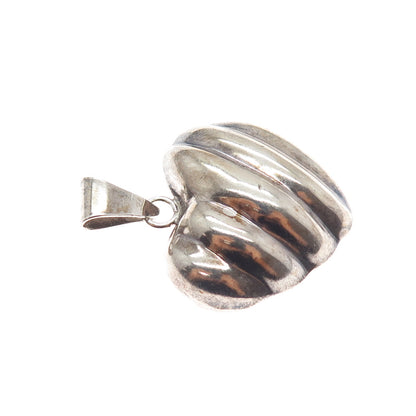 925 Sterling Silver Vintage Mexico Modernist Heart Oxidized Charm Pendant