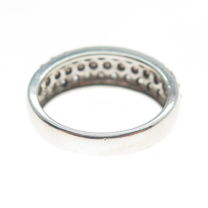 925 Sterling Silver Round-Cut Champagne & White C Z Ring Size 6.75