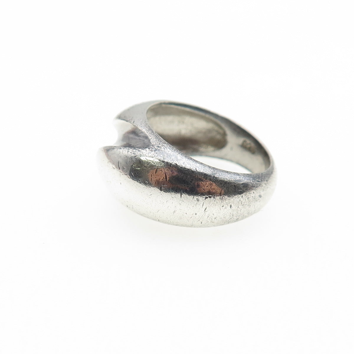 925 Sterling Silver Vintage Modernist Dome Oxidized Ring Size 6.25