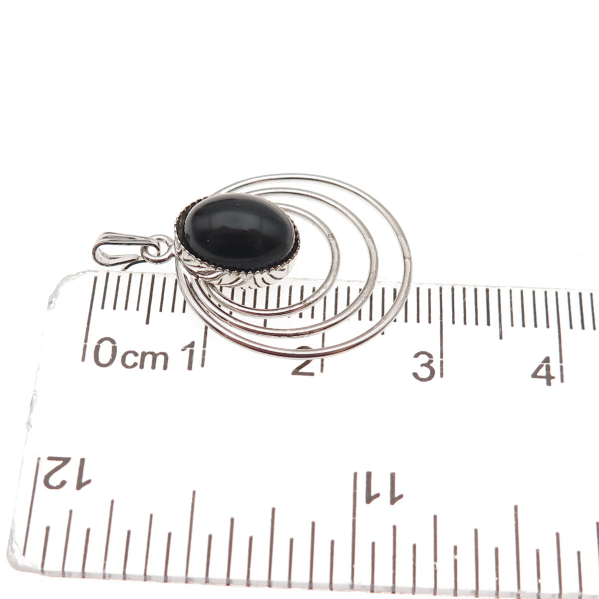 1/20 12K White Gold Filled Antique Art Deco Real Black Onyx Charm Pendant