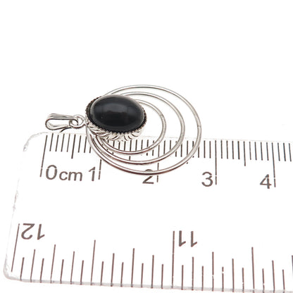 1/20 12K White Gold Filled Antique Art Deco Real Black Onyx Charm Pendant
