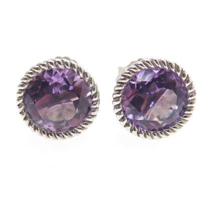 JUDITH RIPKA 925 Sterling Silver Real Amethyst Stud Earrings