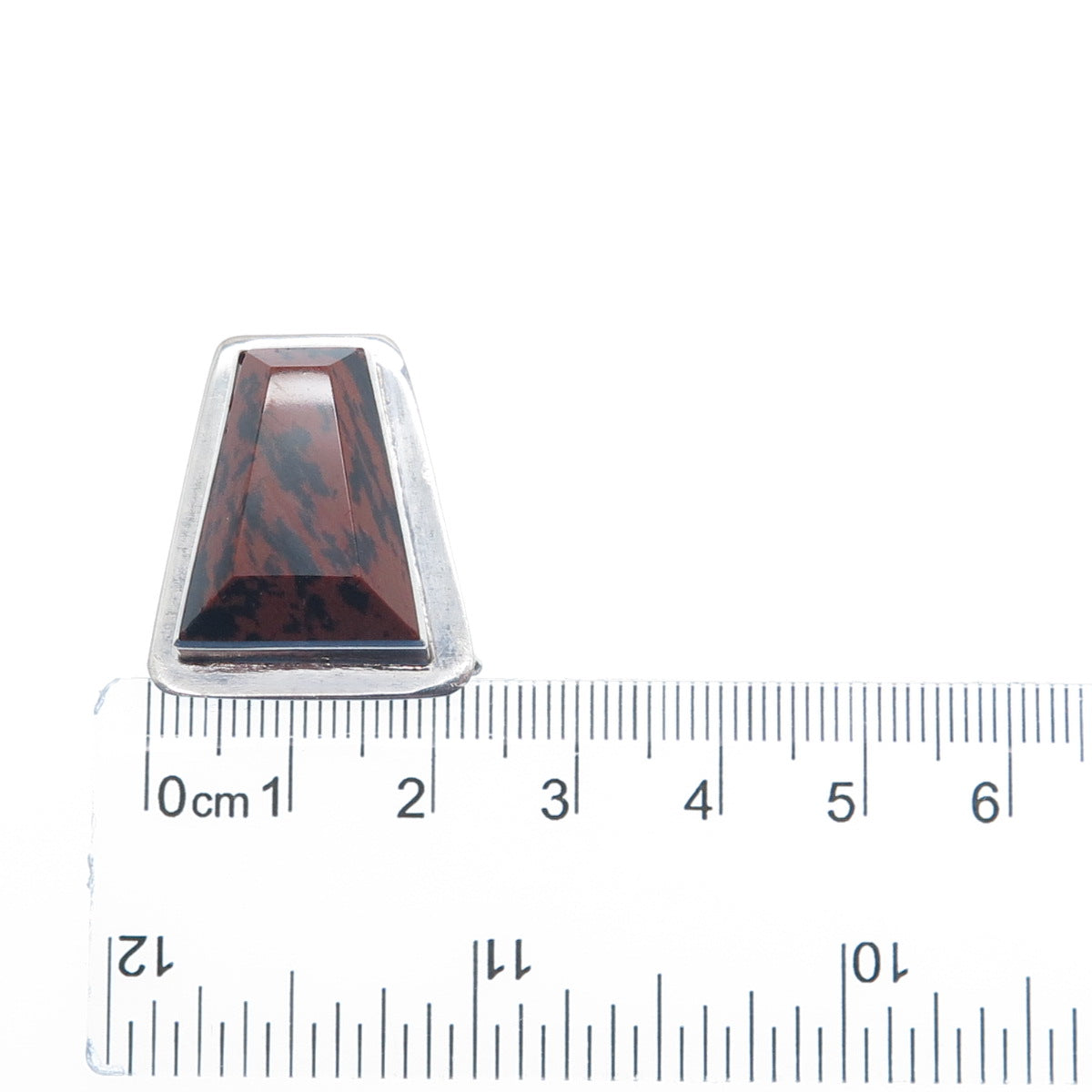 925 Sterling Silver Vintage Real Mahogany Jasper Modernist Slide Pendant