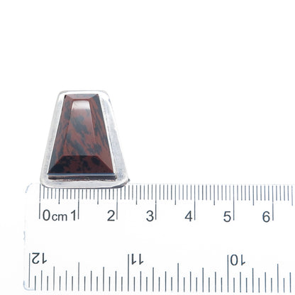 925 Sterling Silver Vintage Real Mahogany Jasper Modernist Slide Pendant