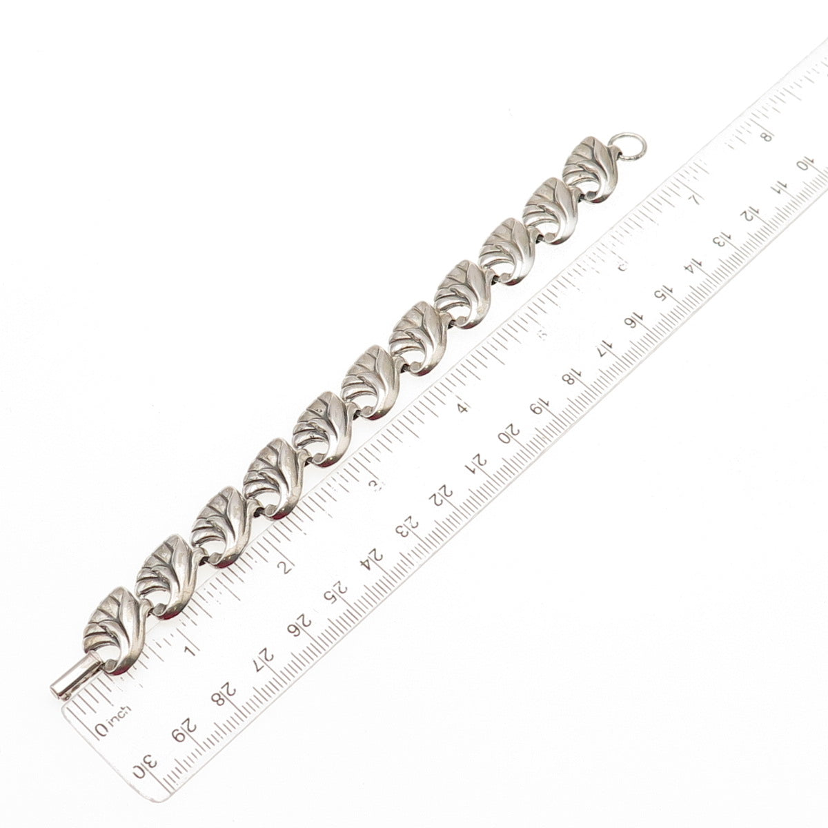 925 Sterling Silver Antique Art Deco Floral Oxidized Bracelet 7"