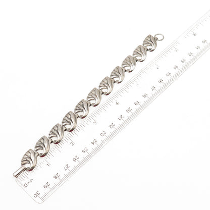 925 Sterling Silver Antique Art Deco Floral Oxidized Bracelet 7"