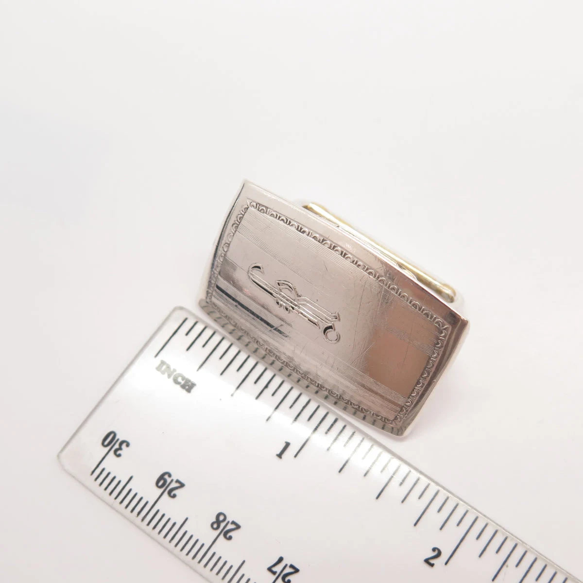 925 Sterling Silver Antique U.S.A Hickok Striped Belt Buckle