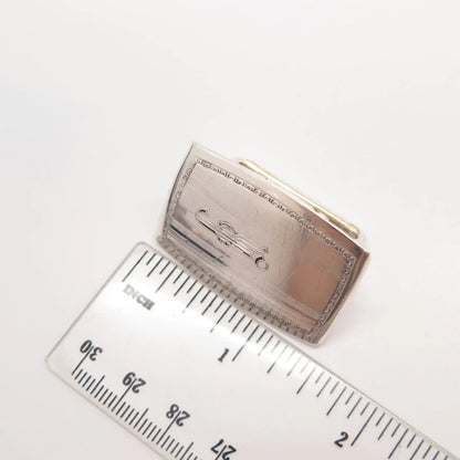 925 Sterling Silver Antique U.S.A Hickok Striped Belt Buckle