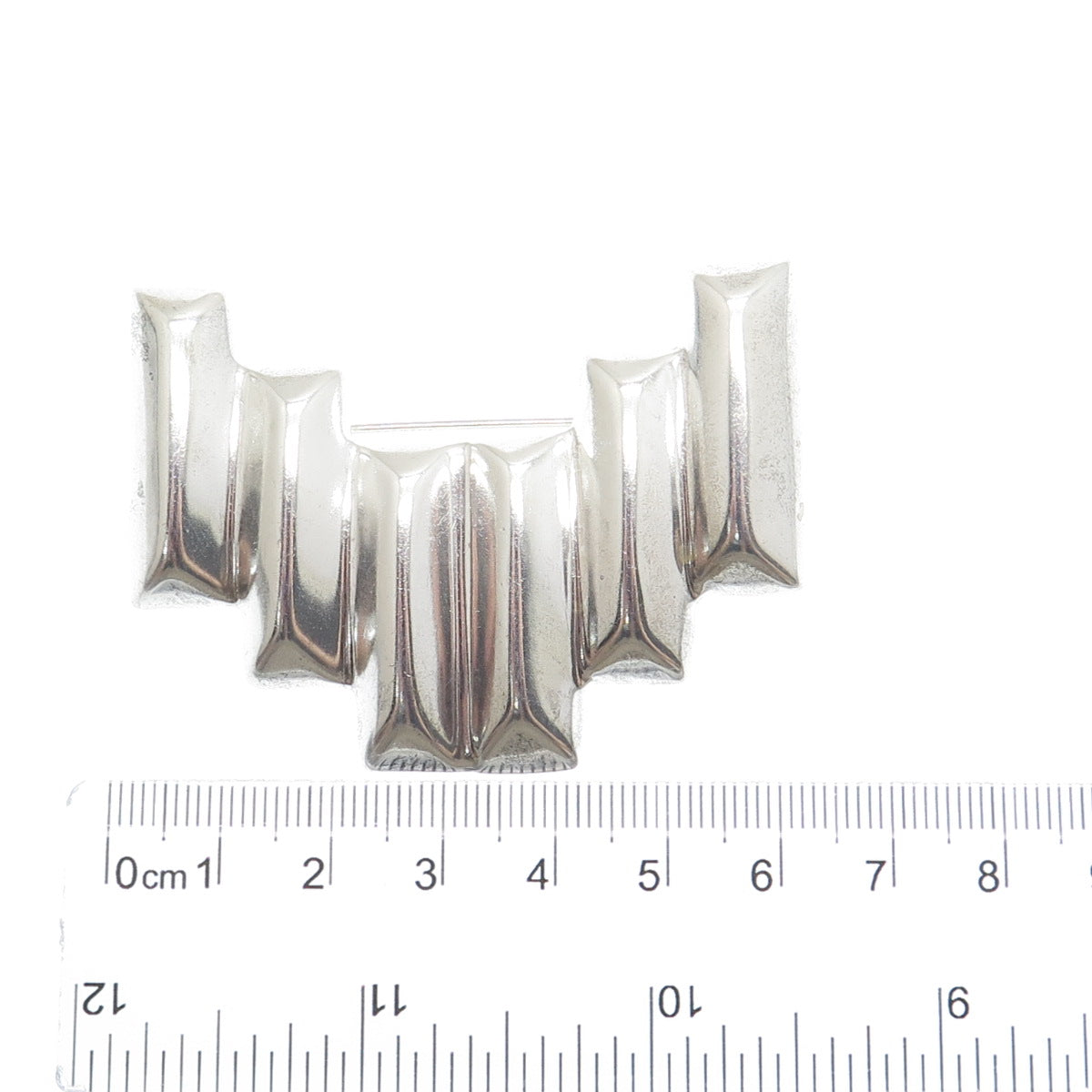 925 Sterling Silver Vintage Mexico Modernist Bar V Shape Pin Brooch