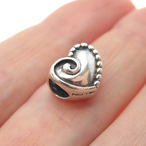 PAGODA PGDA 925 Sterling Silver Vintage Heart Bead Charm