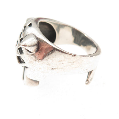 925 Sterling Silver Vintage Real Ruby Panther Oxidized Ring Size 8.25