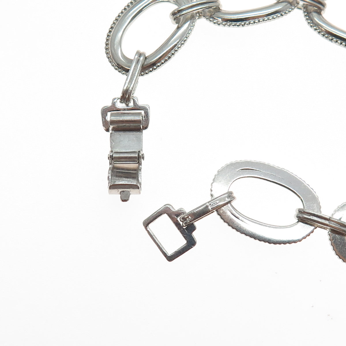 W. E. RICHARDS 925 Sterling Silver Antique Art Deco Oval Link Bracelet 6.75"