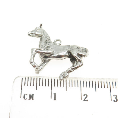 925 Sterling Silver Antique Art Deco Frisky Horse 3D Pendant