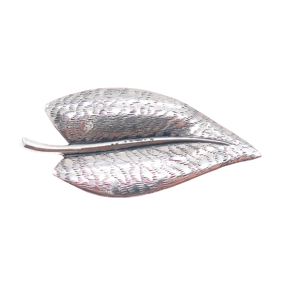 BEAU 925 Sterling Silver Antique Art Deco Floral Leaf Oxidized Pin Brooch