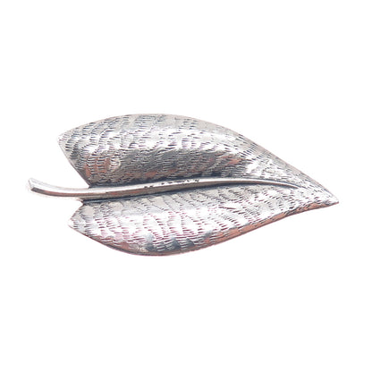 BEAU 925 Sterling Silver Antique Art Deco Floral Leaf Oxidized Pin Brooch