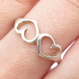 CHARLES WINSTON 925 Sterling Silver Vintage Couple of Hearts Ring Size 8.75