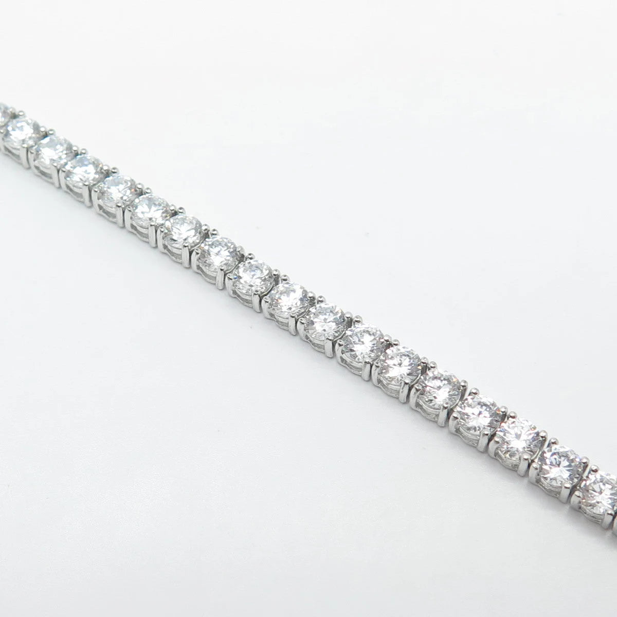 925 Sterling Silver C Z Round Tennis Link Bracelet 7.75"