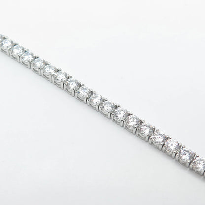 925 Sterling Silver C Z Round Tennis Link Bracelet 7.75"