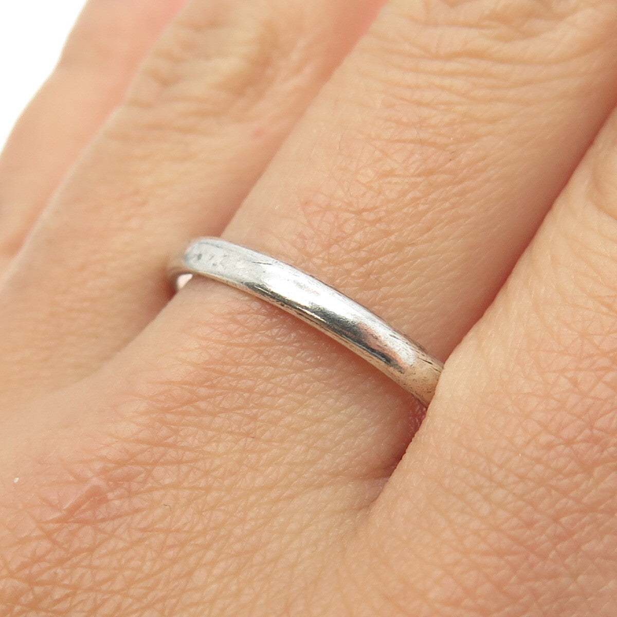 925 Sterling Silver Vintage Mexico Wedding Stackable Band Ring Size 12.25
