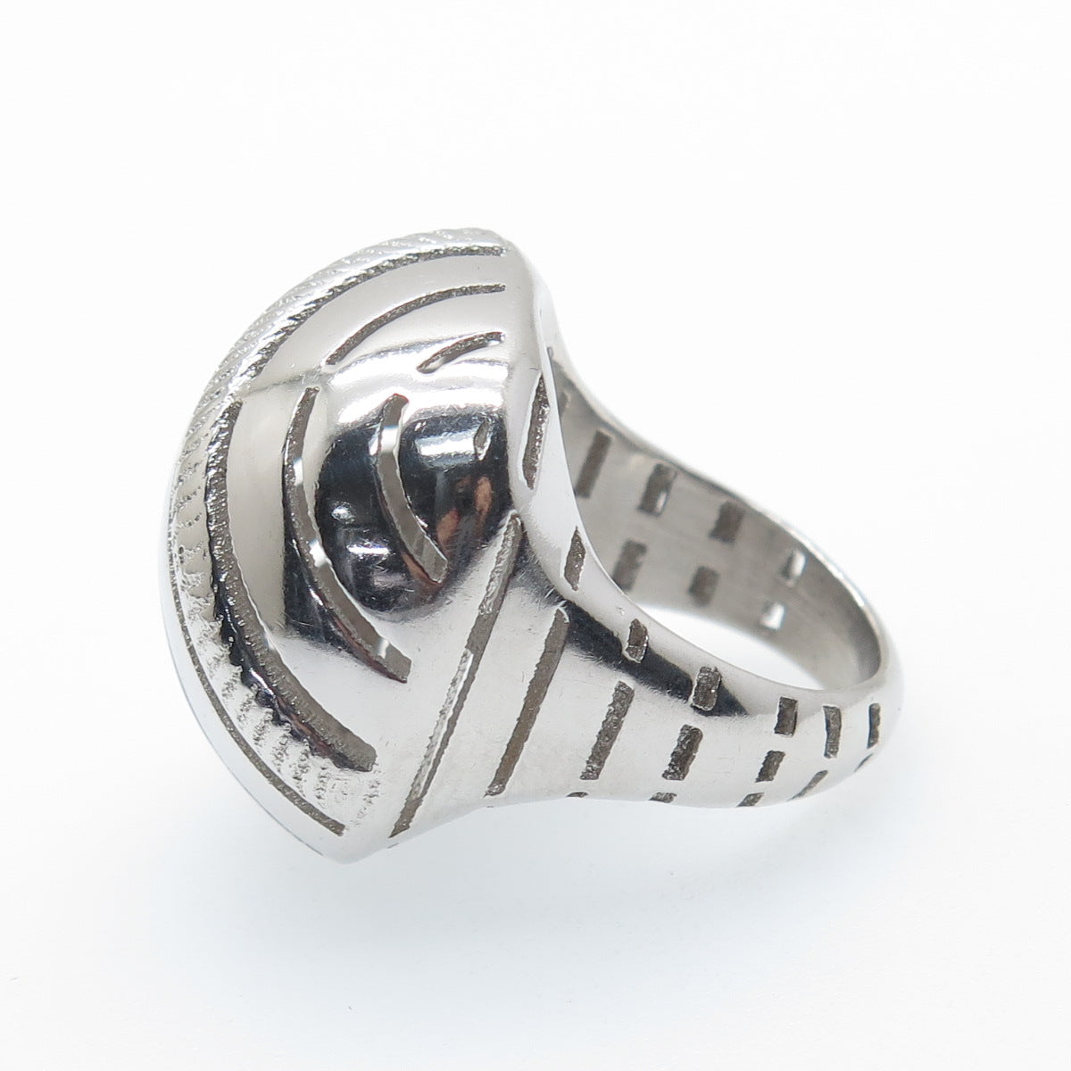 925 Sterling Silver Italy Modernist Ribbed Dome Ring Size 6.5