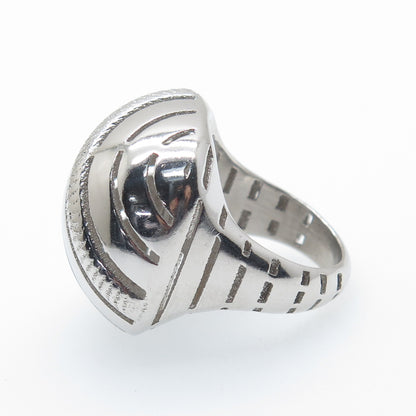 925 Sterling Silver Italy Modernist Ribbed Dome Ring Size 6.5