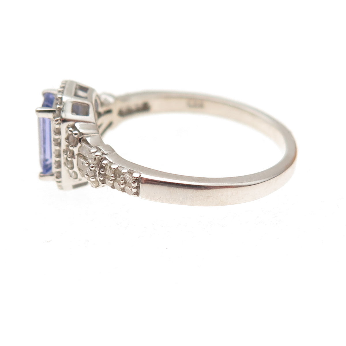 D'Joy 925 Sterling Silver Real Diamond & Tanzanite Ring Size 8